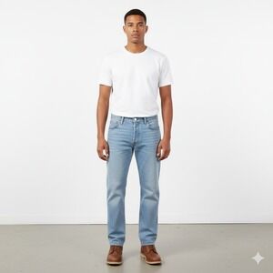 Levi's 501 Original Fit Jeans Mens 36x32 Light Wash Straight Leg‎ Denim Mexico